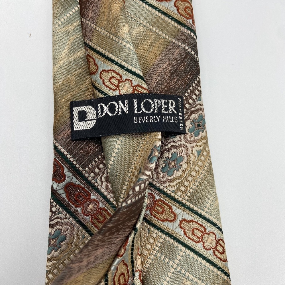 Don Loper Beverly Hills California Tie Tapestry Brown Blue Vintage 56.5" Long - Picture 2 of 3